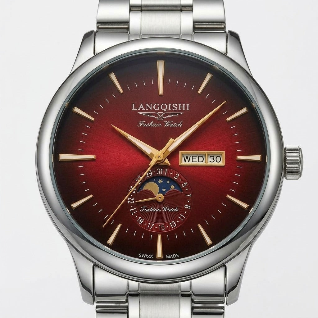 Langqishi Red Dial Moonphase Watch