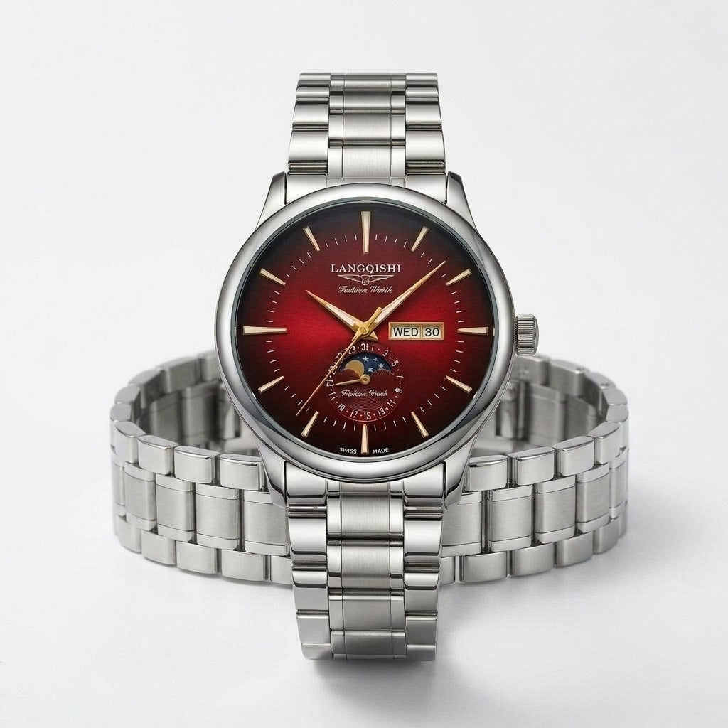Langqishi Red Dial Moonphase Watch