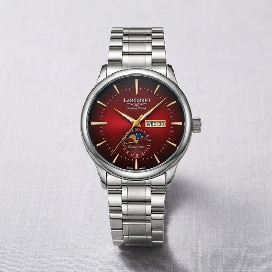 Langqishi Red Dial Moonphase Watch