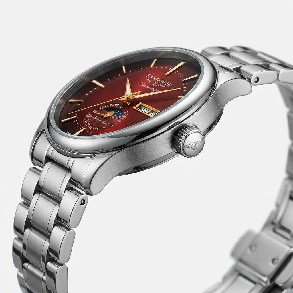 Langqishi Red Dial Moonphase Watch